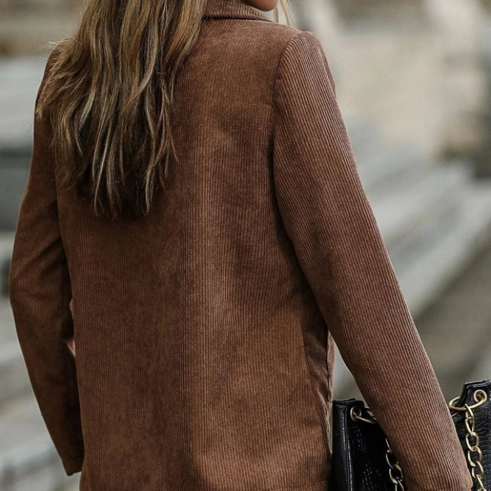 boho pactch pocket button front corduroy jacket coat casual streetwear brown - Picture 5 of 6